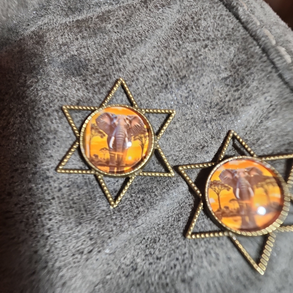 Gold Star Elephant Earrings